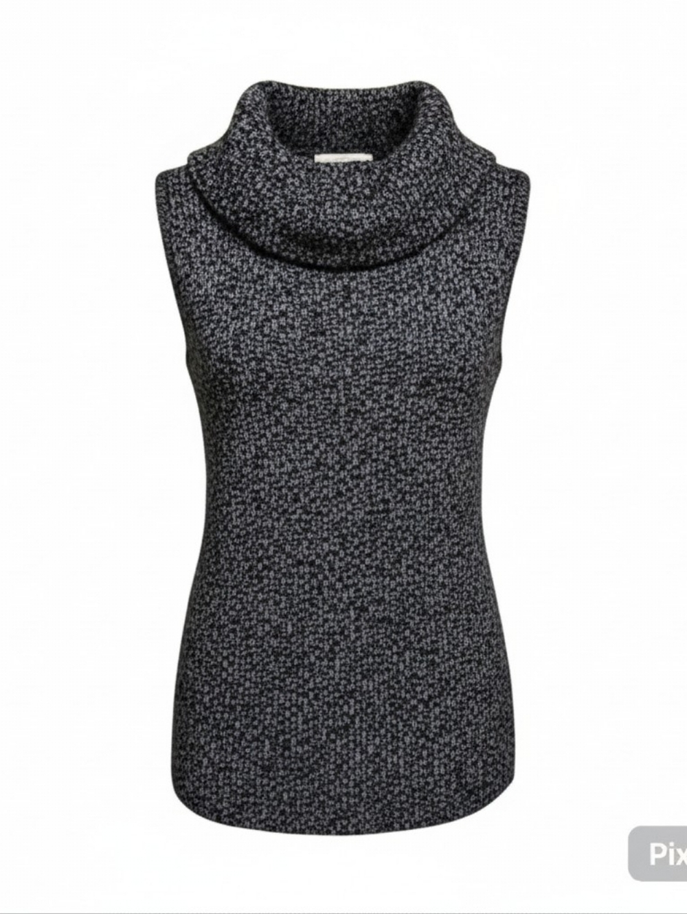 The Limited Sleeveless Turtleneck Sweater Black Gray Marled Knit Top Women Large